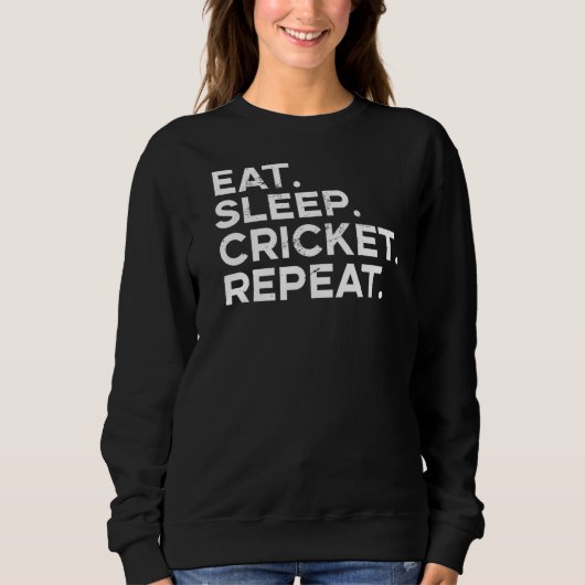 Eat Sleep Cricket Repo Cricket Trui (Voorkant)