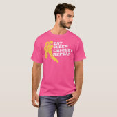 Eat Sleep Cricket Repo cricketspeler T-shirt (Voorkant volledig)