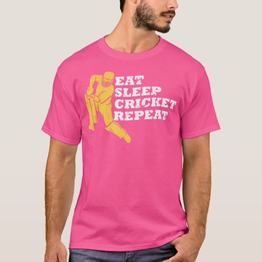 Eat Sleep Cricket Repo cricketspeler T-shirt (Voorkant)