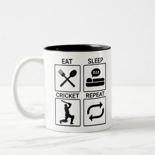 Eat Sleep Cricket Repo Sports Tweekleurige Koffiemok