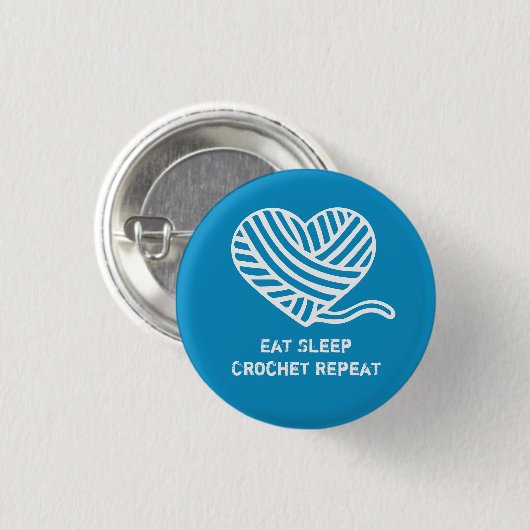 Eat Sleep Crochet Herhalen Ronde Button 3,2 Cm (Voorkant /achterkant)