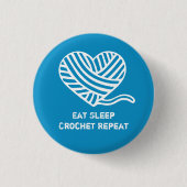 Eat Sleep Crochet Herhalen Ronde Button 3,2 Cm (Voorkant)
