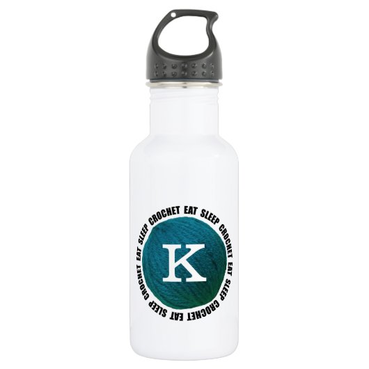 Eat Sleep Crochet ・ Yarn Monogram Waterfles (Voorkant)