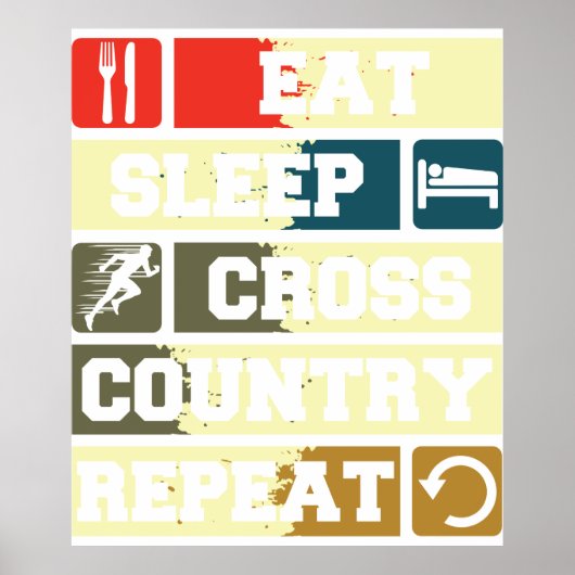 Eat Sleep Cross Country Herhalen Poster (Voorkant)
