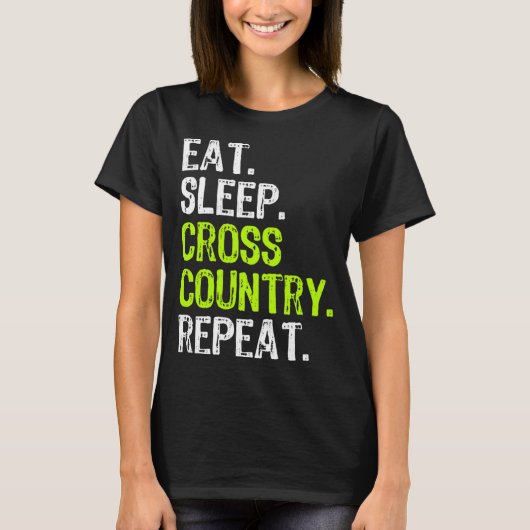 Eat Sleep Cross Country Herhalen Runner Run T-shirt (Voorkant)
