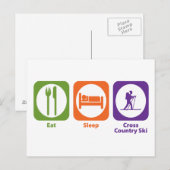 Eat Sleep Cross Country Ski Briefkaart (Voorkant / Achterkant)