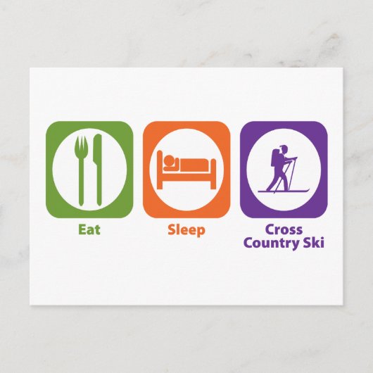 Eat Sleep Cross Country Ski Briefkaart (Voorkant)