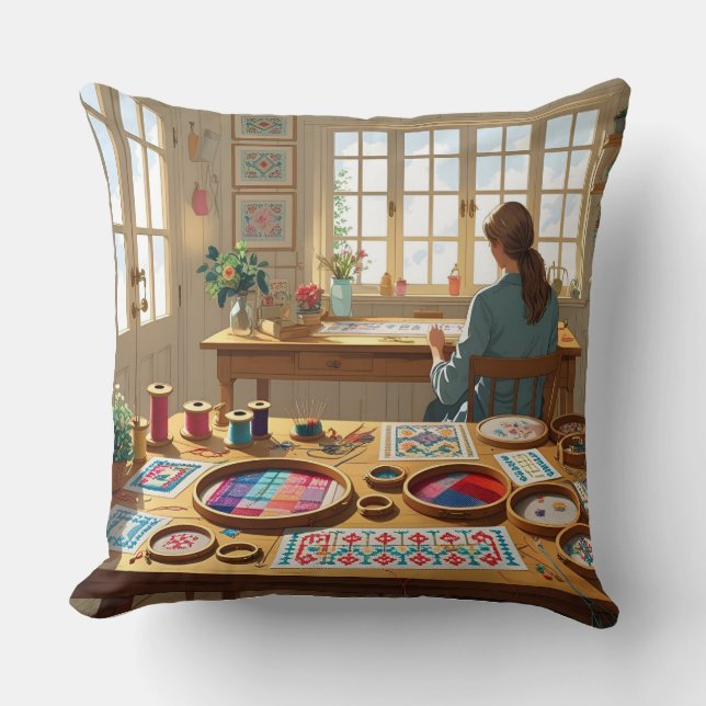 Eat.Sleep.Cross Stitch.Repeat- Gift for Stitchers  Kussen (Voorkant)