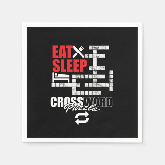 Eat Sleep Crossword Puzzle Herhaal Puzzler Brain T Servet (Voorkant)