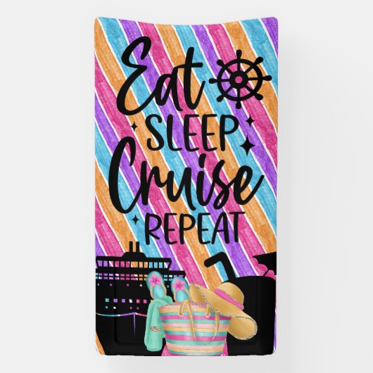 Eat Sleep Cruise Herhalen Spandoek (Verticaal)