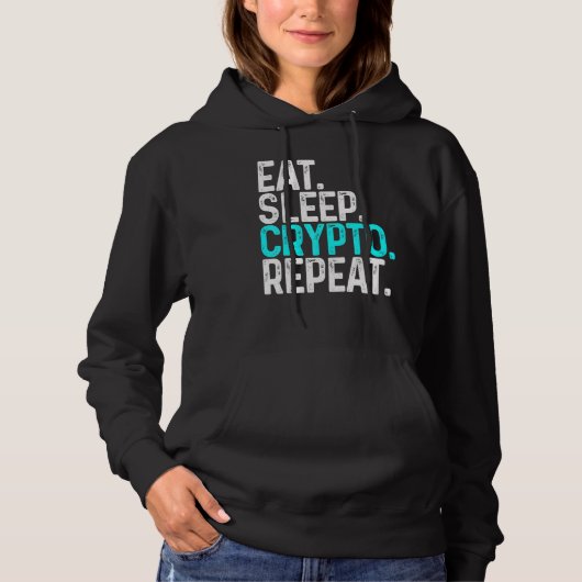 Eat Sleep Crypto Herhaling Funny Cryptocurrency Bl Hoodie (Voorkant)