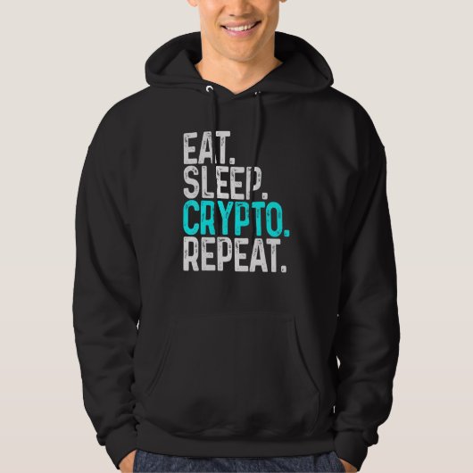 Eat Sleep Crypto Herhaling Funny Cryptocurrency Bl Hoodie (Voorkant)