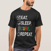 Eat Sleep Cube Concurrerende Puzzle Speedcub herha T-shirt (Voorkant)