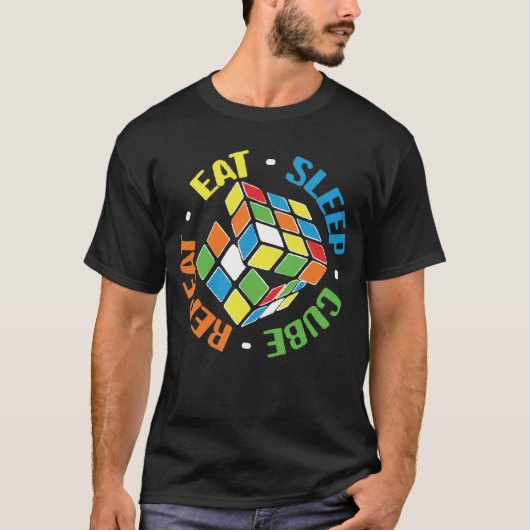 Eat Sleep Cube Repeat - Cube Puzzle T-shirt (Voorkant)