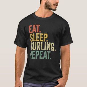 Eat Sleep Curling Herhaal Retro 70s Curling 80s T-shirt