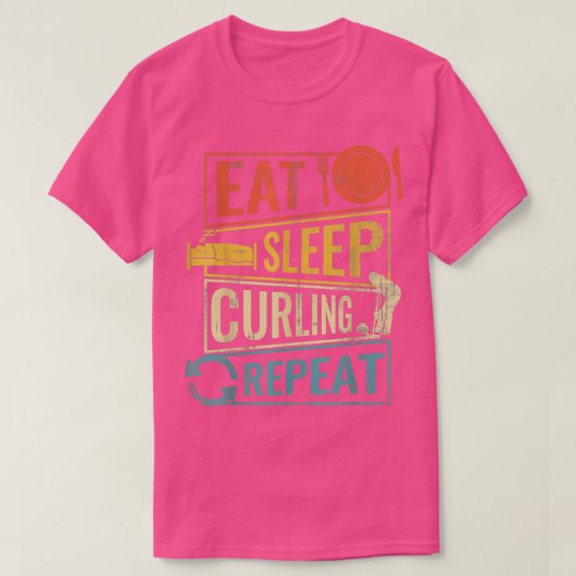 Eat Sleep Curling Herhalen 5 T-shirt (Design voorkant)