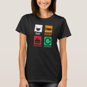 Eat Sleep Curling Herhalen Curling Curling Player T-shirt