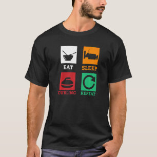 Eat Sleep Curling Herhalen Curling Curling Player T-shirt