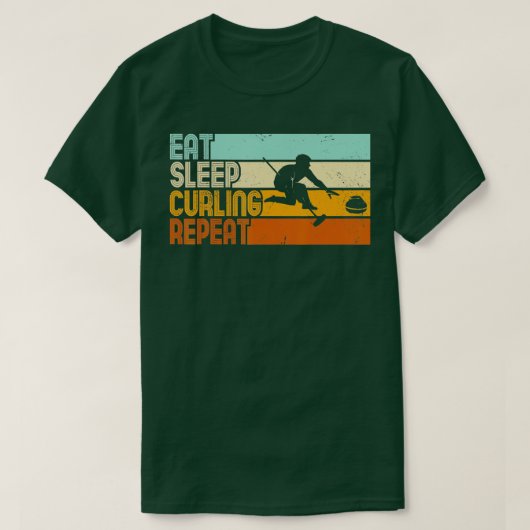 Eat Sleep Curling Herhalen Retrokromming (4) T-shirt (Design voorkant)