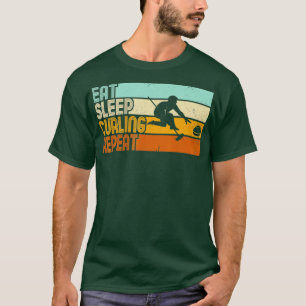 Eat Sleep Curling Herhalen Retrokromming (4) T-shirt