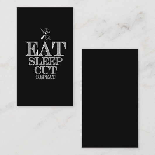 Eat Sleep Cut Herhaling - Barber en recht Visitekaartje (Voorkant / Achterkant)