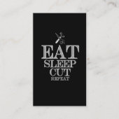 Eat Sleep Cut Herhaling - Barber en recht Visitekaartje (Voorkant)