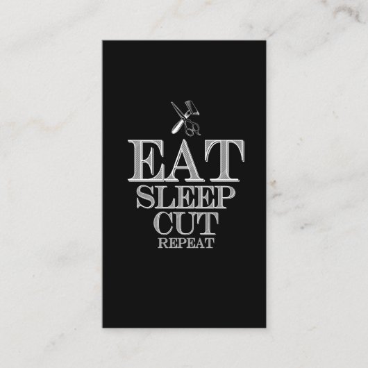 Eat Sleep Cut Herhaling - Barber en recht Visitekaartje (Voorkant)
