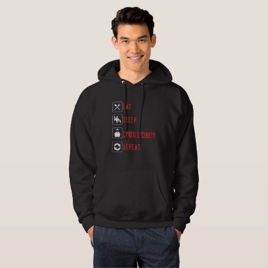 Eat Sleep Cyber Security Repeat and Protect  Prese Hoodie (Voorkant volledig)