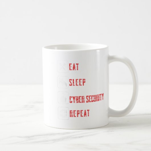 Eat Sleep Cyber Security Repeat Ethical Hacker Hum Koffiemok (Rechts)