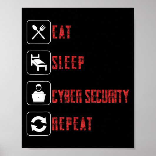 Eat Sleep Cyber Security Repeat Ethical Hacker Hum Poster (Voorkant)