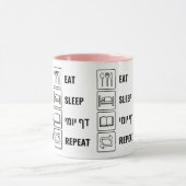 Eat Sleep Daf Yomi Herhalen - Joodse Humor Talmud Mok (Midden)