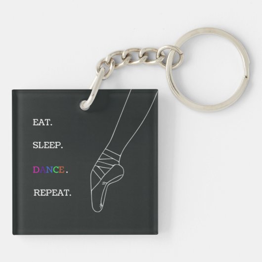 EAT SLEEP DANCE REPEAT Zwart Acryl Sleutelhanger (Achterkant)