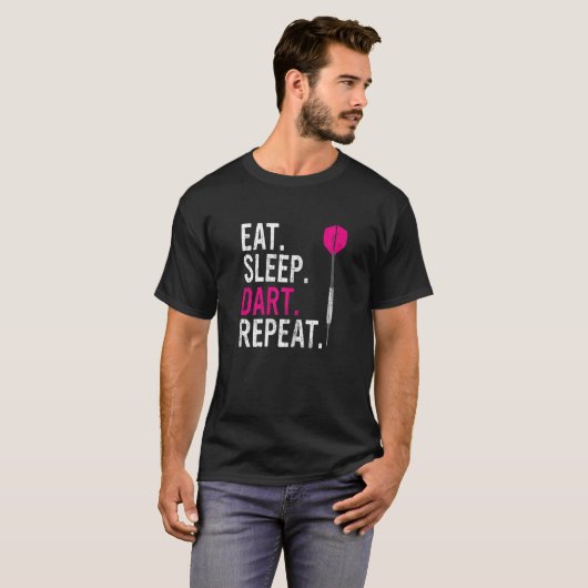 Eat Sleep Dart Herhaal Darts T-shirt (Voorkant volledig)