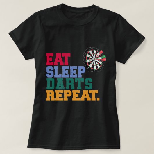 Eat Sleep Darts Herhaal Darts Player T-shirt (Design voorkant)