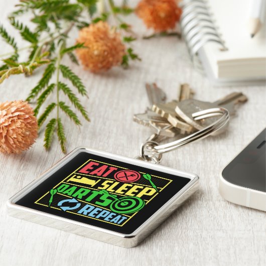 Eat Sleep Darts Herhaal Premium Sleutelhanger (Zijkant)