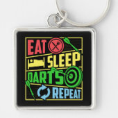 Eat Sleep Darts Herhaal Premium Sleutelhanger (Voorkant)
