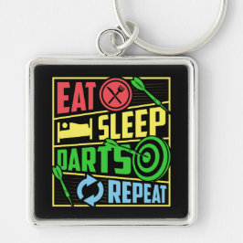 Eat Sleep Darts Herhaal Premium Sleutelhanger