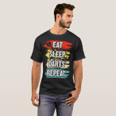 Eat Sleep Darts Herhalen T-shirt (Voorkant volledig)