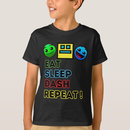 Eat Sleep Dash Herhaal videogame Geometrie Video G T-shirt (Voorkant)