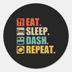Eat Sleep Dash Herhaal videogame Ronde Sticker