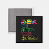 Eat Sleep Dash Repeat Video Game Geometry Video Ga Magneet (Voorkant / Achterkant)