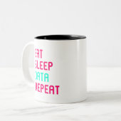Eat Sleep Data Wiskunde Science Geek Tweekleurige Koffiemok (Voorkant links)