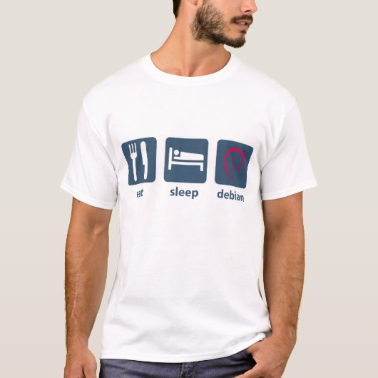 Eat Sleep debian T-shirt (Voorkant)