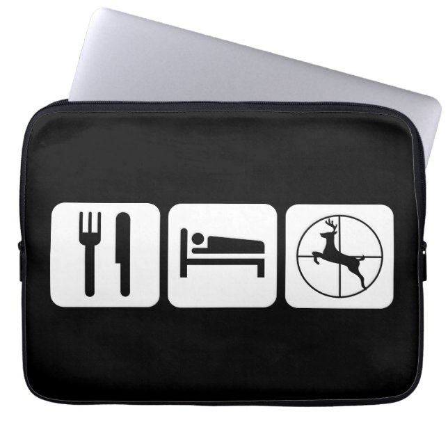 Eat Sleep Deer Hunt Funny Hunting Logo Laptop Sleeve (Voorkant)