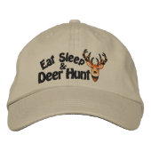 Eat Sleep Deer Hunt White Tail Embroidery Geborduurde Pet (Voorkant)