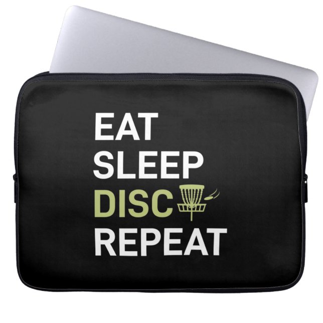 Eat Sleep Disk Golf Repair Laptop Sleeve (Voorkant)