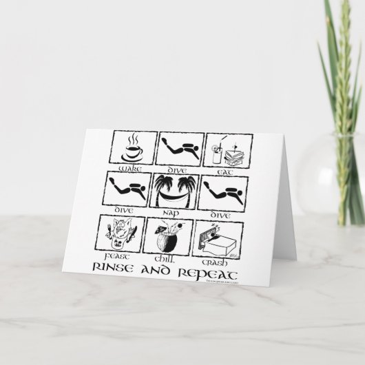Eat Sleep Dive Rinse en Herhaal Kaart (Voorkant)