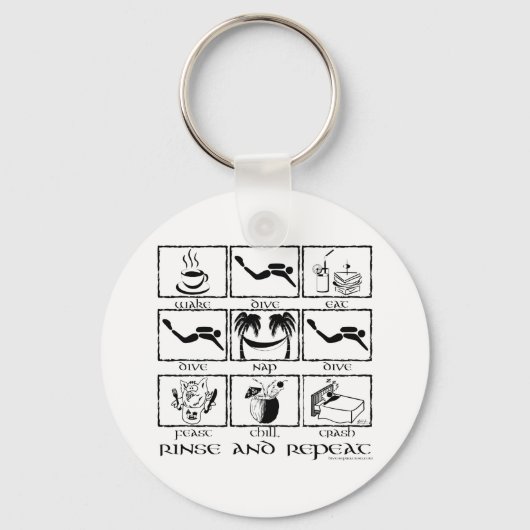 Eat Sleep Dive Rinse en Herhaal Sleutelhanger (Voorkant)