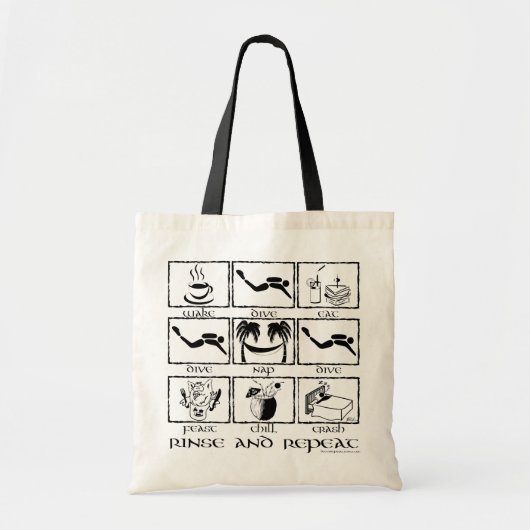 Eat Sleep Dive Rinse en Herhaal Tote Bag (Voorkant)