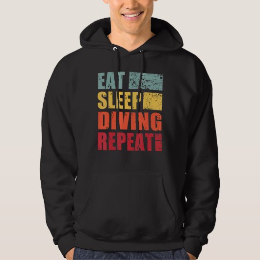 Eat Sleep Diving Herhalen Hoodie (Voorkant)
